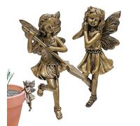 Fairy Garden Decor - Hand Painted Resin Garden Fairy Figures On The Lawn, Vintage Garden Statues | Window Decorations Balconies For Housewarmings, Green Spaces And Front Yards