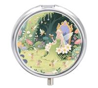 Fairy Garden Decorative Metal Pill Box 3-Compartment - Portable Medicine Organizer for Vitamins, Travel Pill Case with BPA-Free Inserts, Personalized Gift for Women Men