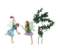Fairy Garden Figurines - Resin Statue With Glowing Dark Effect, Collectible Miniature Decoration Featuring Flower Picking Fairies For Lawn, Yard, Patio, Balcony, Outdoor Spaces, Whimsical Decor