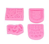 Fairy Garden Gnome Door and Window Silicone Mould Cake Silicone Fondant 3D Candy Moulds Set of 4 Silicone Fondant Chocolate Mold Tool for Crafting Polymer Clay Cakedecorating