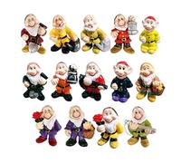 Fairy Garden Gnome Statue Set, 14Pcs Mini Dwarf Elf Resin Sculpture for Potted Micro Landscape and Decor, Miniature Gnome Statue