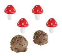 Fairy Garden Ornaments Accessories Outdoor 6pcs Resin Hedgehogs Wood Mushrooms Toadstool Decorations for Woodland Decor Plant Pots Bonsai Miniature Landscape Fairies Wild Garden Decorative Supplies