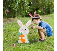 Fairy Garden Ornaments Outdoor Easter Garden Decorations Easter Gnome Egg Ground Insert Decoration Wooden Hollow Animal Statue Yard Festival Decoration