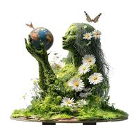Fairy Garden Stakes Flat Decoration Acrylic 2D Flower Pot Stake Garden Ground Insert Fairy Accessories Tree Man Earth Goddess Statue Ornaments For Pot Plants Yard Lawn Decor