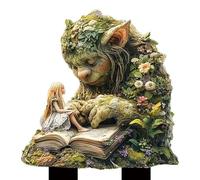 Fairy Garden Stakes, Whimsical Tree Man Earth Goddess Statue, Outdoor Fairy Decorations, 2D Acrylic Flower Pot Decoration for Yard Lawn Patio