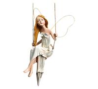 Fairy Garden Swing Fairyland Winged Hanging Angel Statue 8In - Resin Vivid Decorative Garden Statue for Home Office Yard