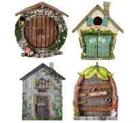 Fairy Gate Wooden Decoration Set of 4 for Enchanting Mini Fairy Gardens