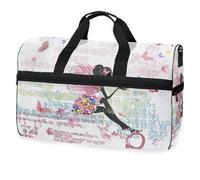 Fairy Girl on The Grunge Letters Travel Duffel Bag for Men Women Boys Girls Teens,Oversized Sports Gym Bag with Shoes Compartment Overnight Weekend Yoga Workout Bag Training Handbag