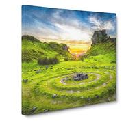 Fairy Glen at the Isle of Skye Canvas Print | Gallery Wrapped 30mm Frame Wall Art | 14x14 inches | Ready to Hang | Modern Picture | Living Room Bedroom Lounge Office