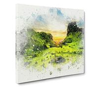 Fairy Glen at the Isle of Skye in Abstract Modern Canvas Wall Art Print Ready to Hang, Framed Picture for Living Room Bedroom Home Office Décor, 14x14 Inch (35x35 cm)