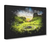 Fairy Glen At The Isle Of Skye Paint Splash Canvas Print | Gallery Wrapped 30mm Frame Wall Art | 24x16 inches | Ready to Hang | Modern Picture | Living Room Bedroom Lounge Office