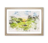 Fairy Glen at The Isle of Skye Watercolour Framed Print | A2 Oak Framed Wall Art | Ready to Hang | Modern Historical Picture | Living Room Bedroom Lounge Office