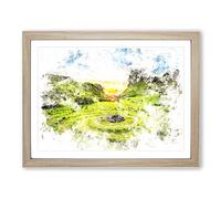 Fairy Glen At The Isle Of Skye Watercolour Modern Framed Print | A2 Oak Framed Wall Art | Ready to Hang | Modern Historical Picture | Living Room Bedroom Lounge Office