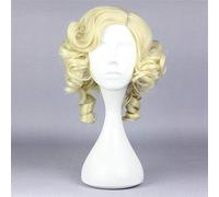 Fairy Godmother Cosplay Wig Cinderella Short Curly Blonde Gold Heat-resistant Fiber Synthetic Hair for Adult One Size 016G
