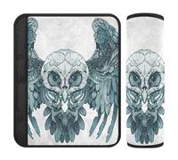 Fairy Great Gray Owl Skull Skeleton Cyan White car seat Shoulder Strap Covers,Protects Your Neck and Shoulders,seat Belts Covers for SUV Backpack Van forro para cinturon de seguridad