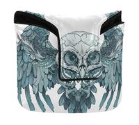 Fairy Great Gray Owl Skull Skeleton Cyan White Golf Putter Covers Magnetic Golf Putter Headcovers for Men and Women PU Leather Waterproof