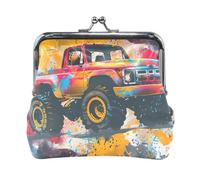 Fairy Green Kiss Lock Change Purse, Couple's Coin Purse, 4.5"L X 4.1" H, Colorful Truck Orange, One Size, Colorful Truck Orange