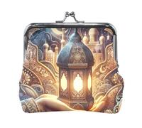 Fairy Green Kiss Lock Change Purse, Couple's Coin Purse, 4.5"L X 4.1" H, Vintage Lantern Gold, One Size, Vintage Lantern Gold