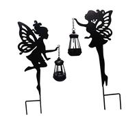 Fairy Hanging Lantern Solar Lights Outdoor, Fairies Carry Lanterns Metal Fairy Silhouette Light Garden Decorative Stake Waterproof LED Ornaments for Lawn Patio Path Porch