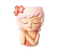 Fairy Head Planter - Girls Face Head Flower Pot, Hand-Painted Resin with Sturdy Drainage Hole, Ethereal Garden Sculpture, Ideal for Indoor Succulents and Professional Workplace Desks