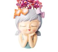 Fairy Head Planter, Girls' Face Pot, Decorative Planter, Flower Container with Drainage, Long Lasting Indoor, Outdoor, for Plants in Domestic Terr