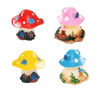 Fairy House Figurines Resin Mushroom Cottage Set, Mixed colors
