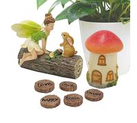 Fairy House Kit, Miniature Mushroom House Garden Statue, Tiny Whimsical Ornaments with Cute Fantasy Details, Pretend Play Set, Decorative Fairy Toy for Kids Crafts Imaginative Outdoor Play