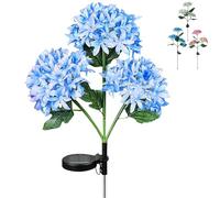 Fairy Hydrangea Lights, 3 Pack Solar Garden Lights Outdoor, IP65 Waterproof Colorful LED Flower Light, 15H Long Lasting Twinkling Tree Light for Patio Yard Decor (1, Blue)