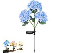 Fairy Hydrangea Lights Solar Flower Lights for Outdoor, Artificial Hydrangea Lights with 2 Lighting Modes, LED Solar Flowers for Patio Yard Garden Pathway Décor (Blue)