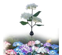 Fairy Hydrangea Lights, Solar Garden Outdoor Lights with 2 Modes, Colorful Hydrangea Flowers, Realistic Waterproof Decorative Lighting for Patio & Yard (White)