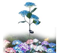 Fairy Hydrangea Lights, Solar Garden Outdoor Lights with 2 Modes, Colorful Hydrangea Flowers, Realistic Waterproof Decorative Lighting for Patio & Yard (Blue)