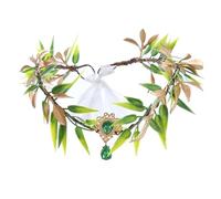 Fairy Leaf Rhinestone Headband Handmade Elf Princess Headpiece Forest Wedding Flower Crown(As photo shows)