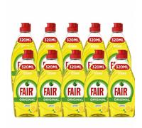 Fairy Lemon Washing Up Liquid 320ml x 10 Pack - Concentrated Washing Up Liquid for Dishes | Powerful Grease Cutting Dish Soap with Long Lasting Suds & Fresh Lemon Scent