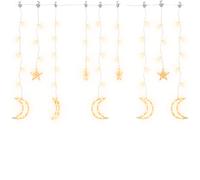 vidaXL Star and Moon Fairy Lights Remote Control Blue Xmas Curtain Light Set