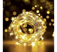Fairy Lights, 12M 120 LEDs String Lights, USB Plug in Powered IP65 Waterproof Firefly Lights for Party, Bedroom, Wedding, Halloween New Year, Indoor, Outdoor, Christmas, Tree Decoration-Warm White
