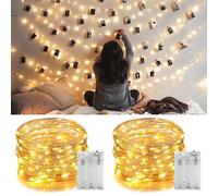 Fairy Lights, 2 Pack 10M 100 LED String Lights Mini Battery Operated Copper Twinkle Lights, Warm White Fairy String Lights for Indoor Outdoor Christmas Decorations, Party, Wedding, Bedroom, Birthday