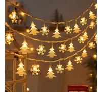 Fairy Lights, 20ft 40 LED Battery Powered String Lights, 2 Lighting Modes, Decoractive for Indoor Outdoor, Bedroom, Wedding, Party,Birthday, Valentine, Christmas, Tree Decoration, (Snow+Tree, Warm)