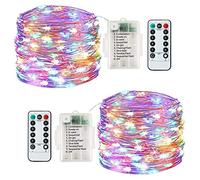 Fairy Lights Battery, 2Pack 13M 120LEDs String Lights Waterproof, with 8 Modes Remote Control Indoor/Outdoor Fairy Lights for Garden, Wedding, Party, Festival, Christmas Decorations (Multi-Coloured)