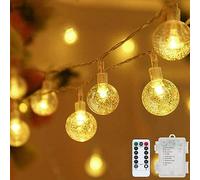 Fairy Lights Battery Operated 5M/20ft 50LEDs Crystal Ball Waterproof Globe String Lights Hanging Lights 8 Modes with Remote Control for Indoor Outdoor Bedroom Party Christmas Wedding Garden Decoration