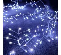 Fairy Lights Battery Operated, 80 LED Firecracker Fairy Lights Cluster Christmas Copper Wire String Lights Waterproof Twinkle Starry Decoration Light for DIY Wedding Party Bedroom Holiday (Cool White)