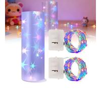 Fairy Lights Battery Operated with DIY Star Film, Waterproof String Lights Battery Operated for Indoor Outdoor Bedroom Wedding Christmas Decoration, 3m 30LED Copper Wire, 47*27cm Film, Multicolor