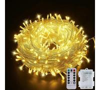 Fairy Lights Battery Powered 12m 120 LED String Lights with Remote 8 Modes Waterproof Outdoor Garden Christmas Lights Decoration for Indoor Party Christmas Tree Wedding Holiday Halloween (Warm White)