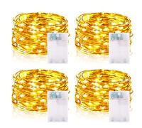 Fairy Lights Battery with Timer, 5m 50 LED Micro Wire Fairy String Lights with Timer Indoor Outdoor Lighting, Bedroom, Wedding Decor, Birthday Party Decoration (4 Packs, Warm White)