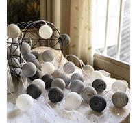 Fairy Lights LED String Lights Indoor, DOTBUY Battery Operated 6cm Cotton Ball String Lights Starry Wall Lights Wedding Party Home Christmas Decoration (Noble grey,3.3M/20LED)