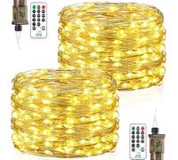Forepin Fairy Lights Mains Powered, 2 Pack 18M 150LED Fairy Lights Plug in Outdoor Waterproof String Light with Remote Timer, Bright Warm White Lighting Outside Indoor Garden Bedroom Decorations