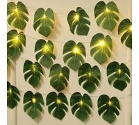 Fairy Lights, Palm Leaves, 1.5 m, 10 LED Leaves, Fairy Lights, Battery Operated, Monstera Leaf Fairy Lights, Tropical Artificial Rattan Palm Leaves, for Hawaiian Party, Summer Parties, Beach