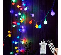Fairy Lights Plug in 120 LEDs, 12M/39ft Globe String Lights Mains Powered, 8 Modes with Remote Timer Control Christmas Lights Outdoor/Indoor for Bedroom, Party, Wedding Decorations (Multi-Coloured)