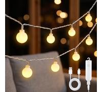 Fairy Lights Rechargeable Battery Operated 500mAh, 5M 50 LED String Lights | 6H Timer, 8 Modes & IP44 Splashproof, USB Lights for Outdoor, Indoor, Garden, Wedding, Christmas, Home Decor (Warm White)