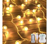Fairy Lights with Battery and USB 12 m 100 LEDs Crystal Balls with Remote Control 8 Flashing Modes Timer Waterproof for Wedding Camping Balcony Christmas Caravan