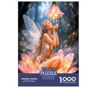 Fairy Lotus Light 1000 Piece Jigsaw Puzzle Set Blooming Enchanted Grace Classic Jigsaw Puzzle Recycled Cardboard Adult Educational Challenge Fun Present Home Activity Great Gift Idea 38x26cm/1000pcs
